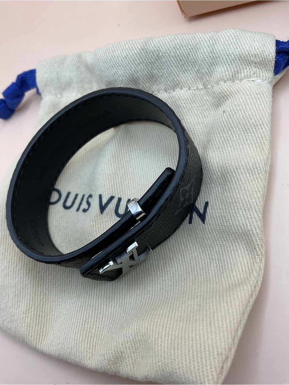 Louis Vuitton Black Monogram Leather Double-Wrap Bracelet - Picture 2 of 7